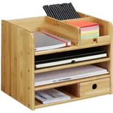 Relaxdays Schreibtisch-Organizer Holz Braun