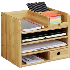 Relaxdays Schreibtisch-Organizer Holz Braun
