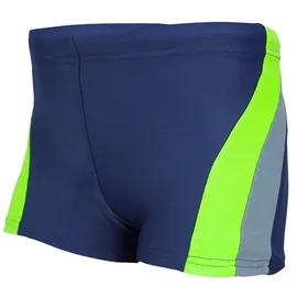 Aquarti Jungen Badehose Schwimmhose Seitliche Paspel Kinder Badeshorts, Farbe: Dunkelblau/Grau/Grün, Größe: 140 - 140