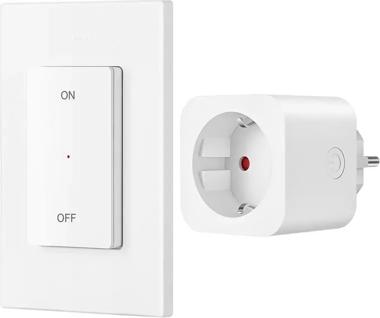 Dewenwils fernbedienbare Steckdose, 16A 3680W, Plug-in Ein-/Ausschalter, kabelloser Funk-Wandschalter, erweiterbarer Lichtschalter für Weihnachtsdekorationen, 30 m Reichweite, vorprogrammiert, weiß