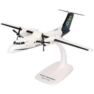 HERPA 614238 Olympic Air DHC-8-100 Miniatur im Maßstab 1:100, Sammlerstück, Modell mit Standfuß, Kunststoff