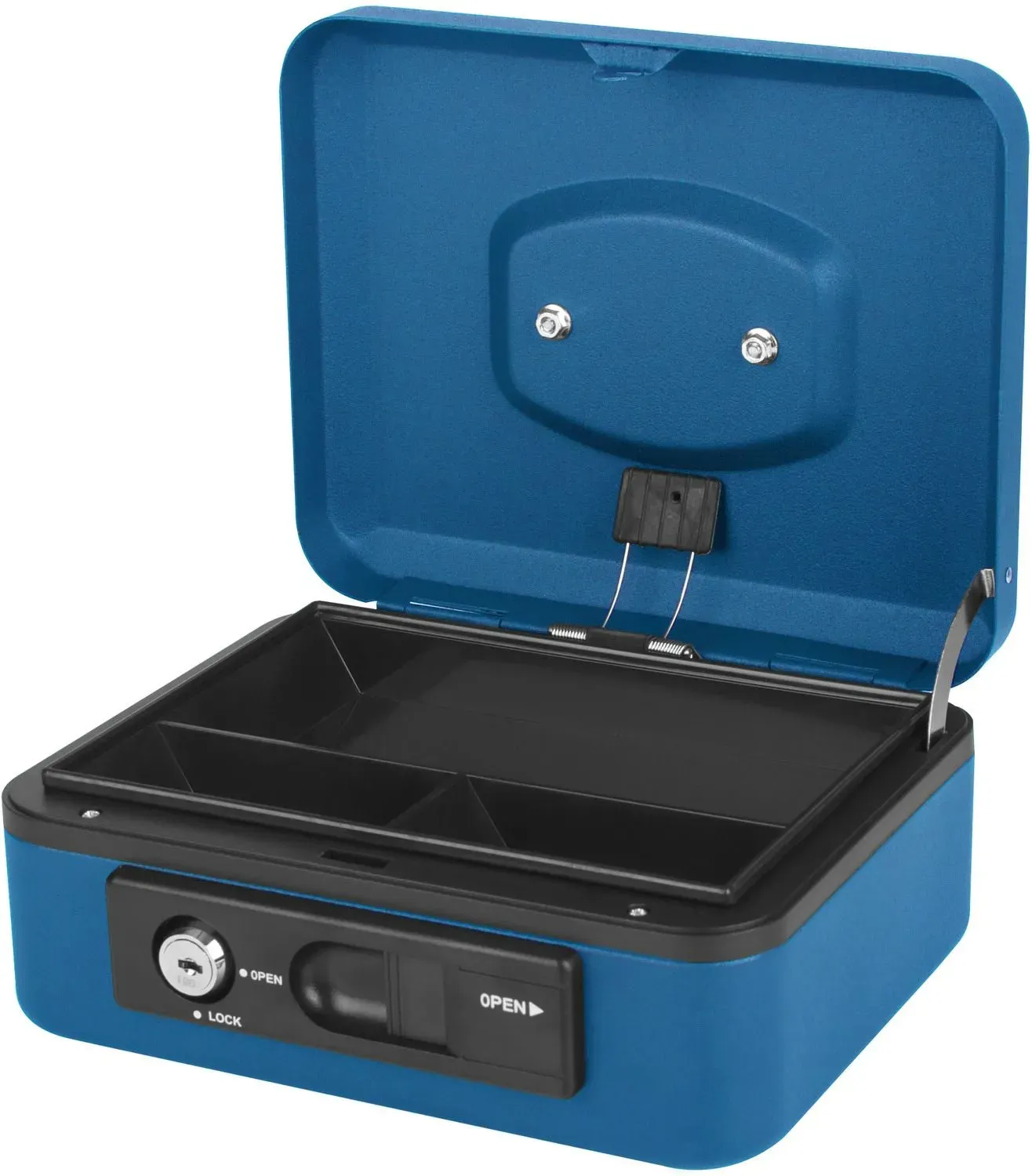 Deluxe Geldkassette mit praktischer Öffnungsfunktion 200mm, blau