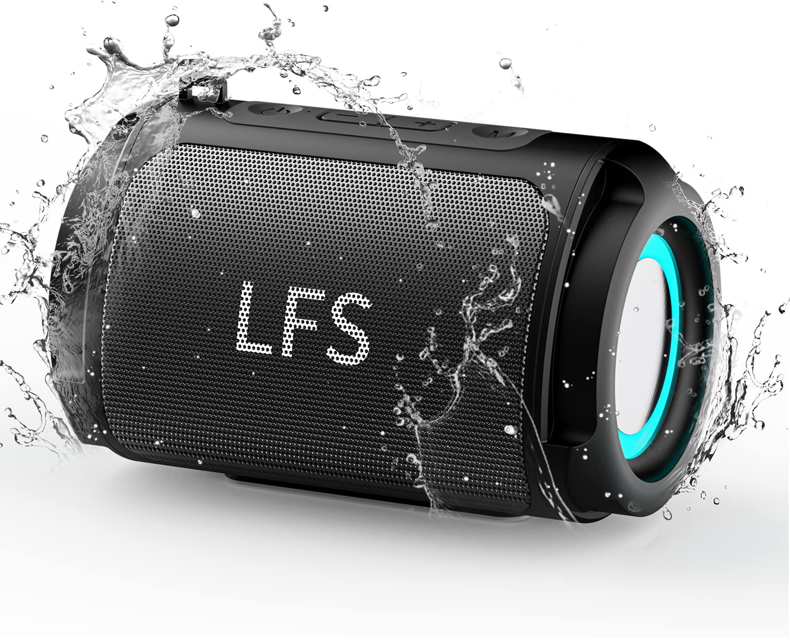 LFS Portable Bluetooth Lautsprecher, Wasserdichter drahtloser Mini Lautsprecher, RGB Lichter, Micro SD Karte TWS Stereo Unterstützung, für Reisen, Zuhause, Outdoor