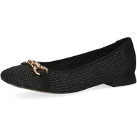 CAPRICE Damen Ballerinas Bast Elegant, Schwarz (Black Comb), 42