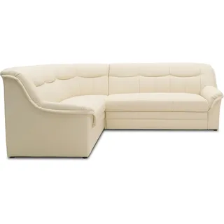 DOMO. collection Berlin Sofa/klassisches Ecksofa/Zeitlose Eckcouch mit Schlaffunktion/weiches Kunstleder/Maße: 205 x 244 cm (B/T) / Farbe: beige (Creme)
