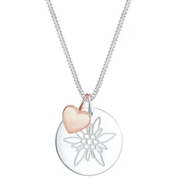 Elli Edelweiss Herz Anhänger Bi-Color 925 Silber Ketten   Damen 