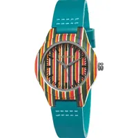 Holzwerk LINZ BLUE bunte moderne kleine Leder & Holz