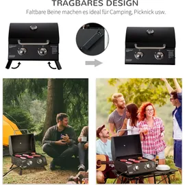 Outsunny Tischgrill Gasgrill Schwarz