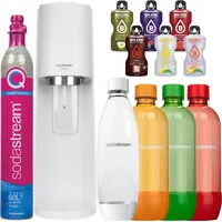 Wassersprudler SodaStream Terra White + 4 Flaschen, Grün/Weiß/Orange/Rot, 1L - Weiß