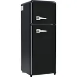 Retro-Kuehlschrank Kuehl-Gefrierkombination 105.5x41cm Zweituerig 92 Liter Gesamtvolumen mit 28 Liter Gefriervolumen 116 kWh/Jahr -27¡ãC13¡ãC M... - Schwarz