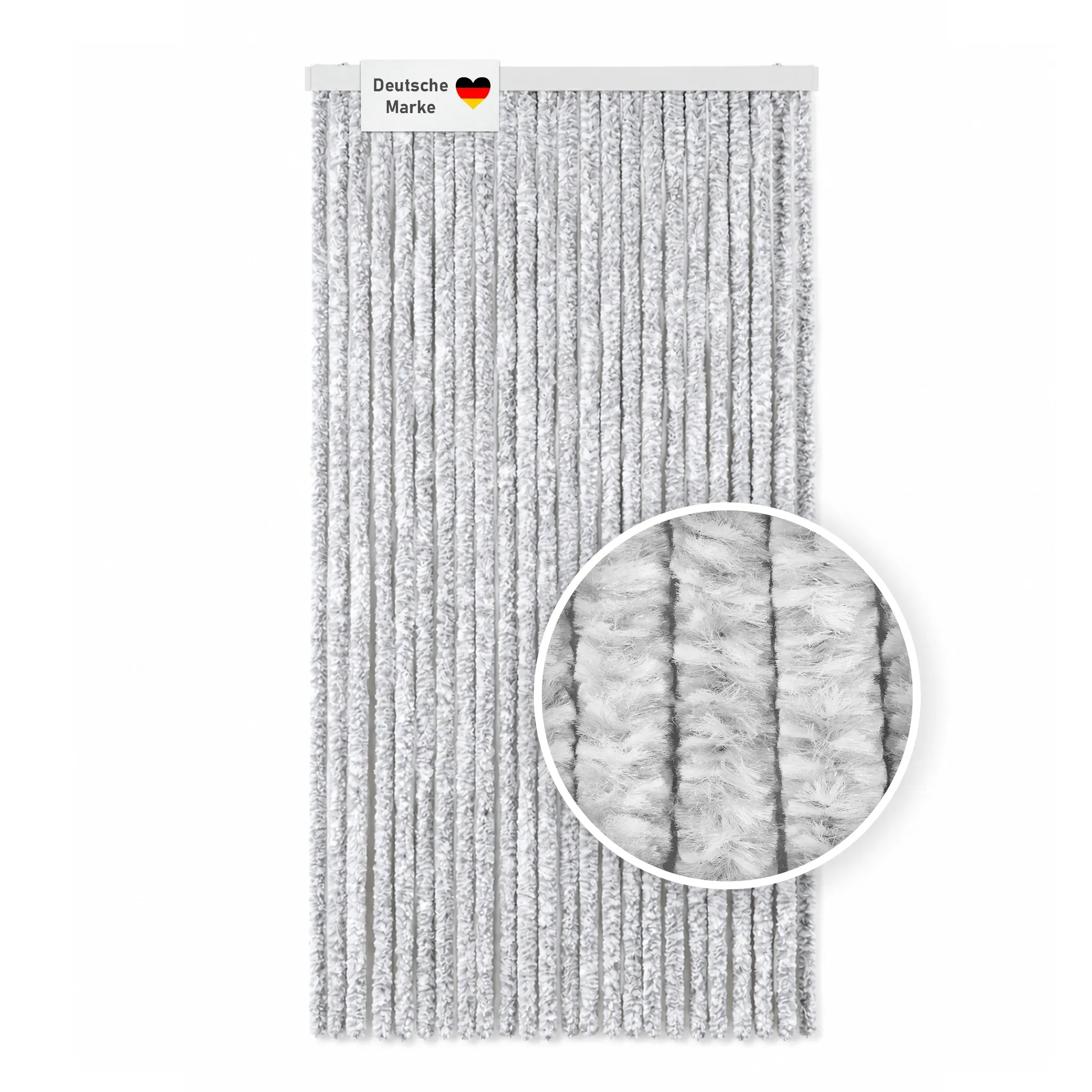 Flauschvorhang 100x200cm hellgrau-weiß, Fliegenschutz, Türvorhang