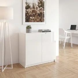 Vladon Logan 82 x 78 x 37 cm Weiß matt/Weiß Hochglanz