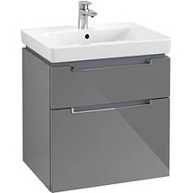 Villeroy & Boch Subway 2.0 Waschtischunterschrank A90910FP, 58,7x59x45,4cm, Glossy Grey, chrom