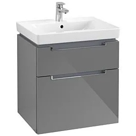 Villeroy & Boch Subway 2.0 Waschtischunterschrank A90910FP, 58,7x59x45,4cm, Glossy Grey, chrom