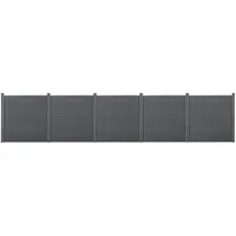 [neu.holz] Lamellenzaun 879 x 183 cm Grau/WPC