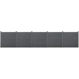 [neu.holz] Lamellenzaun 879 x 183 cm Grau/WPC