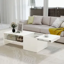 Homcom Couchtisch Weiß Spanplatte 110 x 52 x 36 cm