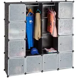 Relaxdays Kleiderschrank, Stecksystem 12 Fachböden 145,5 x 36,5 x 145,5 cm