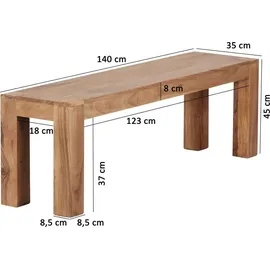 FineBuy Sitzbank Leon Braun 140 x 35 x 45 cm