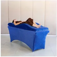 STM Company Massageliege Wellen-Matratze (Curved Lash Topper) mit Memory Schaum (180x60 cm / 190x70 cm, Mit Veloursbezug), ohne Kosmetikliege, ideal für Wimpernverlängerungen, PMU blau 180x60 cm