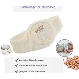 Babyjem Kirschkernkissen - Größenverstellbarer Wärmekissen für Babys - Dinkelkissen ideal geeignet bei Bauchschmerzen & Blähungen - Körnerkissen aus 100% Baumwolle Weiß