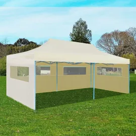 vidaXL Pop-up 3 x 6 m inkl. Seitenteile cremeweiß