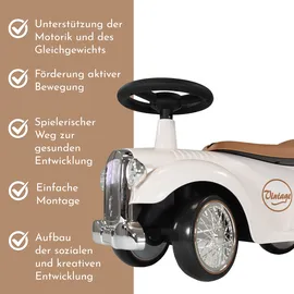 Lemodo Rutschauto Kinderauto im Retrodesign Weiß