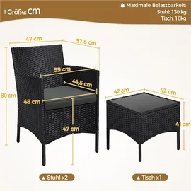 Yaheetech Gartenmöbel Set 4-tlg. Schwarz/Grau