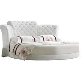 JVmoebel Rundbett Rundes Bett Rund Design Betten Leder Doppel Gestell Schlaf Zimmer (1-tlg., 1x nur Bett ohne Couchtische), Made in Europa weiß