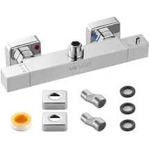 Vevor Duscharmatur mit Thermostat Duschthermostat 2 Löcher Chrom-Silber