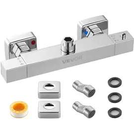 Vevor Duscharmatur mit Thermostat Duschthermostat 2 Löcher Chrom-Silber