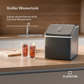 Klarstein Eiswürfelmaschine Klareis 13kg/24h Edelstahl, schwarz Schwarz