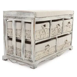 Mendler Kommode und Sitzbank 45x77x36 cm weiß