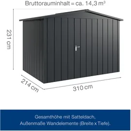 hörmann stauraumsysteme Juno Gerätehaus 3,10 x 2,14 m Anthrazit