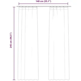 vidaXL Verdunkelungsvorhänge Haken 2 Stk. Samt Dunkelblau 140x245cm