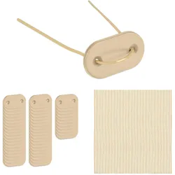 Relaxdays Sichtschutz Befestigung, je 52 Befestigungsdrähte & Plättchen, Befestigungskit für Sichtschutzmatten, beige