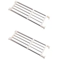 BAOYOUNI 2 Stück Teleskop Garderobensystem Regal, Kleiderschrank Teleskopregal für Küche, Badezimmer, Bücherregal, Schrank Regalböden, 5 Edelstahl-Stangen, Ohne Bohren, Ausziehbar 50-80cm