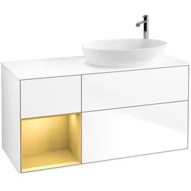 Villeroy & Boch Waschtischunterschrank 3 Auszüge 120 x 60,3 x 50,1 cm Glossy Weiß Lackiert / Gold Matt Lackiert