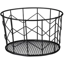 Relaxdays Drahtkorb, rund, Vintage Design, Aufbewahrung, Kleidung, Accessoires, Deko Korb, Metall, ∅ 22 cm, schwarz