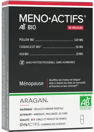 Aragan Synactifs Menoactifs Bio Menopause Pollen Bio 30 Kapseln