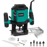 VONROC Oberfräse 1200W mit variabler Geschwindigkeit [16.000 – 30.000 U/min] Schnitttiefe [55mm] Spannfutter [6 und 8mm] - Inklusive Staubsaugeranschluss und 6 Teiligem Bit-Set
