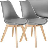 tectake® 2er Set Esszimmerstühle, Stühle, Küchenstühle modern, Essstühle, Stuhl für Wohnungseinrichtung skandinavisch, Küchenstuhl oder Esszimmerstuhl, Holzstuhl, Esszimmermöbel - grau, 2er Set