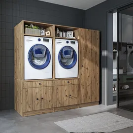 roomart S1 Waschmaschinen-Schrankwand 194 cm Eiche Holz