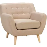 Beliani Sessel Hellbraun, beige 1-Sitzer, 77x76x80 cm, Wohnzimmer, Sessel, Polstersessel