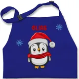 Kinderschürze Schürze Kinder Jungen Mädchen - Süßer Pinguin Weihnachten Geschenk mit Name personalisiert I Weihnachtsmotiv Pinguin I Weihnachtsgeschenke Pinguine - 2-6 Jahre - Royalblau - xmas - 2-6 Jahre