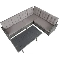 Tectake Rattan Lounge Catania grau inkl. Kissen