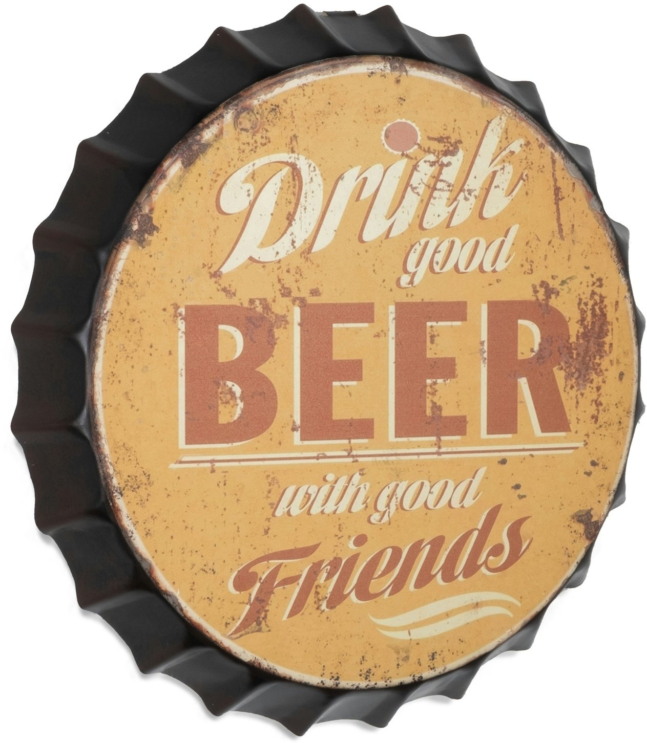 Deko Blechschild Kronkorken Drink Good Beer Bier trinken Metallschild Retro Vintage-Design zur Dekoration Wanddekoration