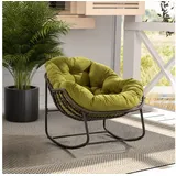 CHICFURN Schaukelstuhl Outdoor Rattan Sessel mit gepolsterter Auflage (Packung, 1 St), Rocker Recliner für Terrasse, Wohnzimmer, Garten, Olivgrün grün