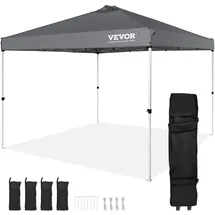 Vevor Faltpavillon 3,05 x 3,05 m inkl. 4 Seitenteile Silber