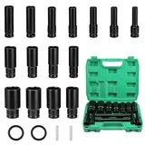 Gueenky 15 Stück Schlagschrauber Nüsse set, 1/2 Zoll Sechskant Stecknuss Schlagschrauber 8-32 mm Schlagnuss Satz, Steckschlüsselsatz für Autoreparaturen Reifenwechsel